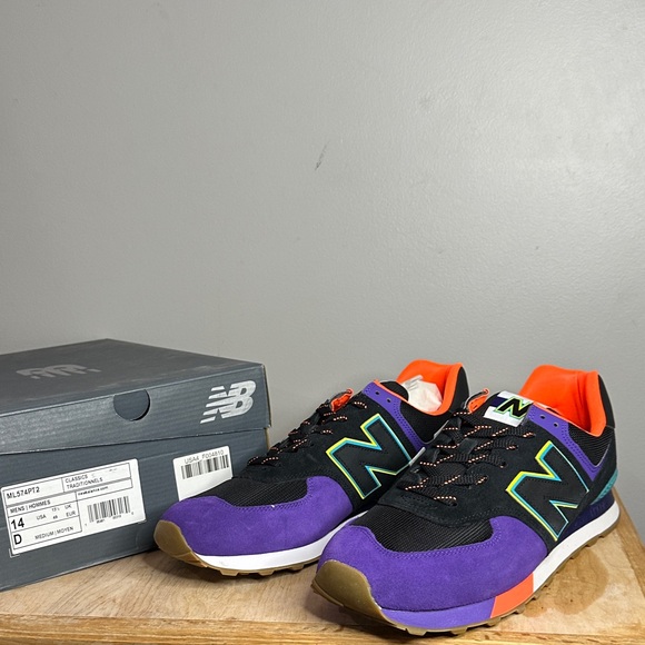 New Balance Other - New Balance Black and Purple Sneakers with Orange Accents size 14